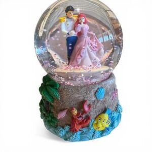 Disney The Little Mermaid Ariel Pink Dress Eric Snow Globe Music Box Walgreens
